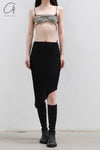 Un Morceau elastic lace sloping half skirt UM231XZ12 black PUM40